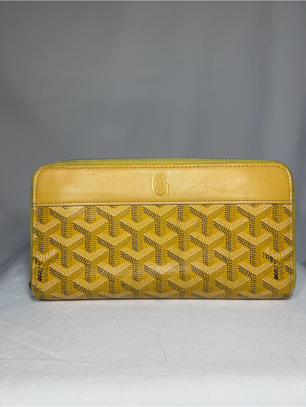 Goyard Matignon GM Wallet in a distinctive yellow colorway